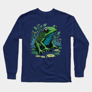 Pond Frog Graphic Design Long Sleeve T-Shirt